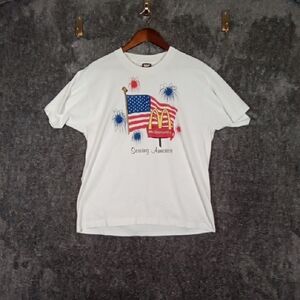 McDonald's White and Red Short Sleeve Tee Made In USA 1991 Single Stitch Mens Xl